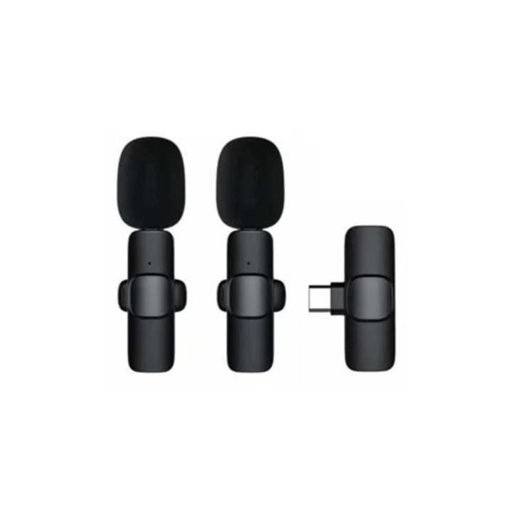 Microfon lavalier wireless Co-Phenix, set 2x, pentru Android iOS, compatibil cu Lighting, iPad, Macbook