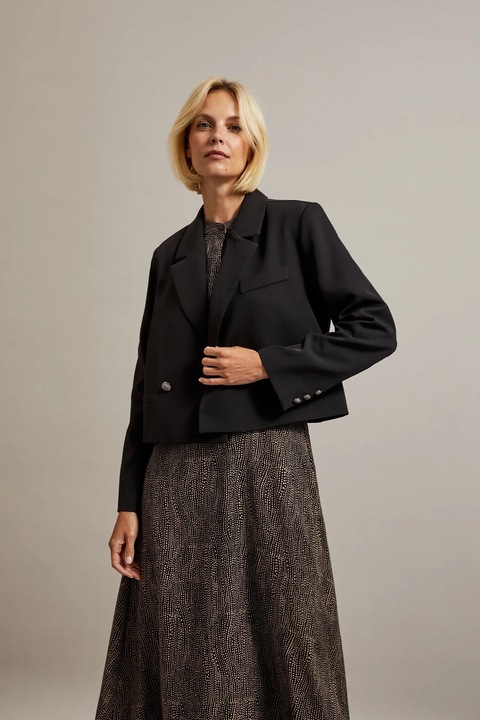 Rövid blézer díszgombokkal, fekete, Fekete