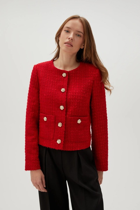 Sacou rosu cu nasturi aurii, Rosu