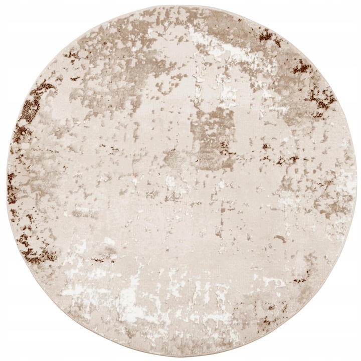 Covor Rotund, Imitatie De Casmir, Fibra De Poliester, Suport Antiderapant, Rezistent La Uzura Si La Pete, Nu Se Destrama, Diametru 120 Cm