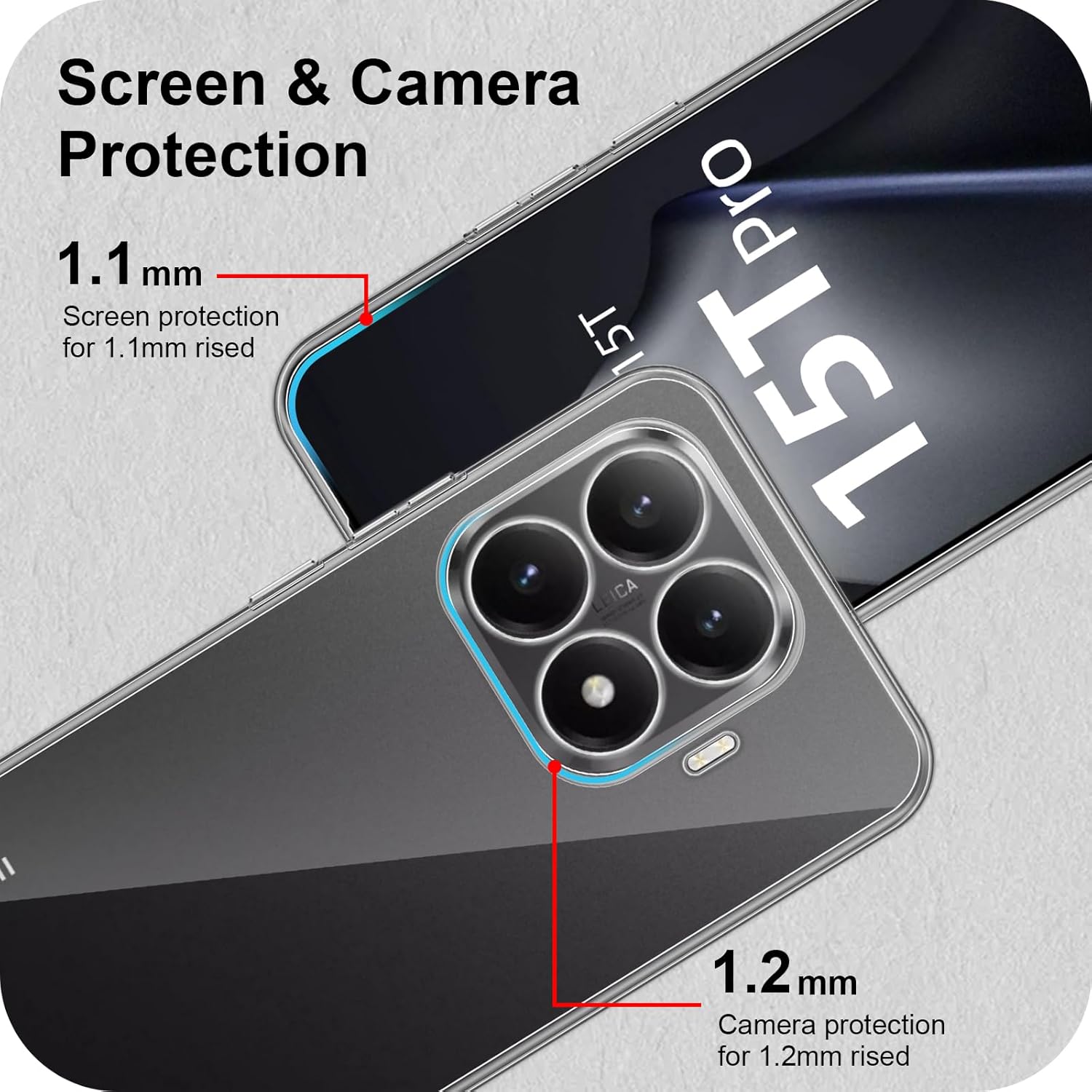 Husa pentru Xiaomi 15T Pro, Anti-Shock 1.5mm, cu protectie lentile, transparenta