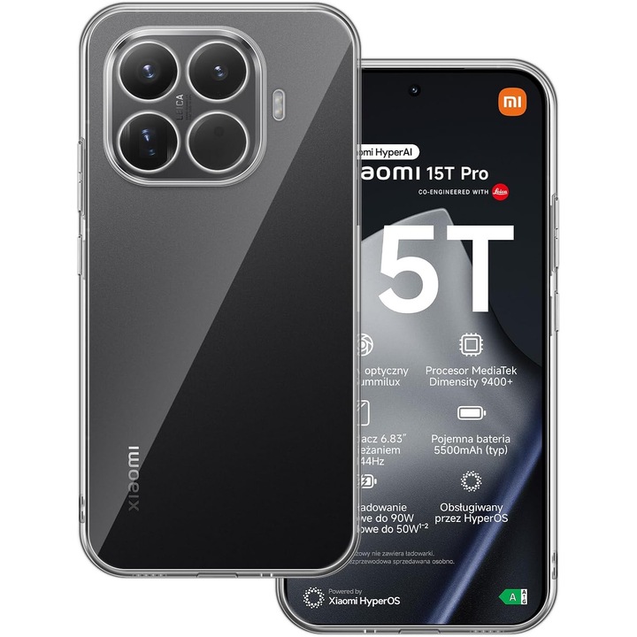 Калъф за Xiaomi 15T Pro, Anti-Shock 1.5мм, със защита на обектива, прозрачен