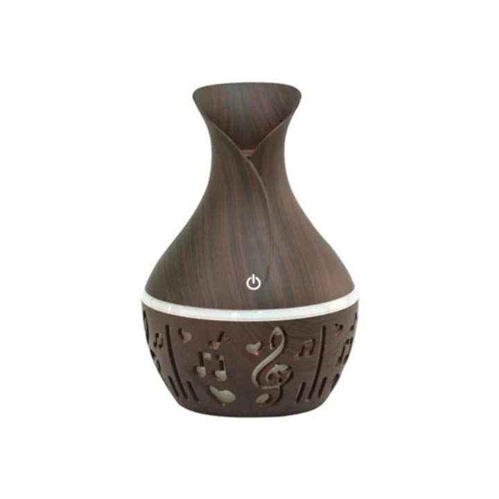 Aromaterápiás párásító, 300ml, Fa design, Éjszakai LED fény, Ultra-csendes