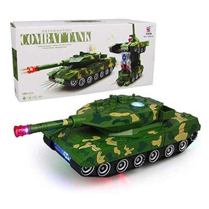 Tanc militar de jucărie transformabil în robot, 28x10x10,5 cm