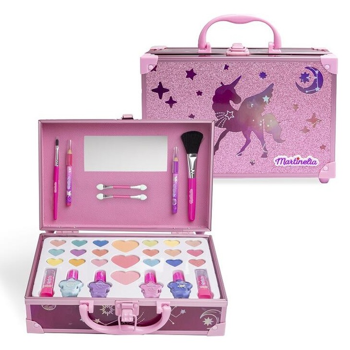 Set cosmetice intr-o cutie, Martinelia, Galactic Dreams, roz, 33 de piese