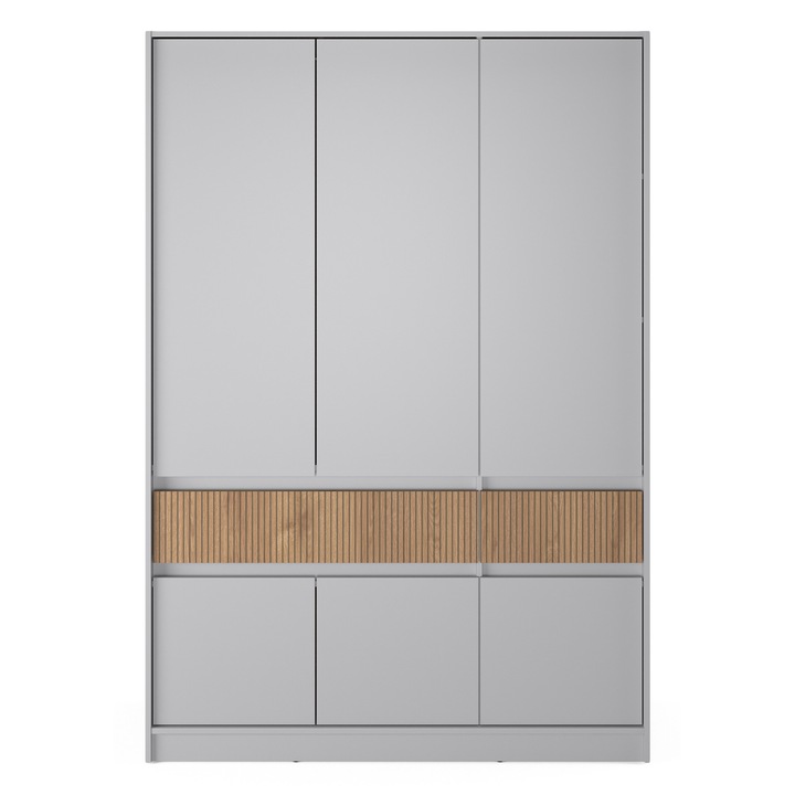 Dulap cu 6 usi si 2 sertare 1400 STYLE, Everest, PAL, 140 х 53 х 203 cm, Casmir, Stejar Canella