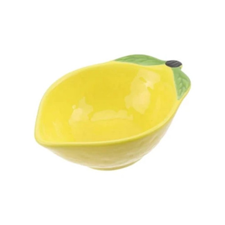 Truyuety citrom alakú kerámia tál, 12x7,6 cm, salátához, dekoratív