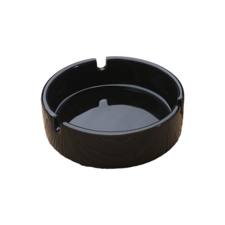 Scrumiera ceramica neagra lucioasa pentru birou, decor interior/exterior, set pentru barbati si femei