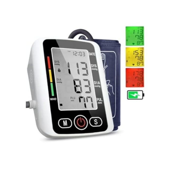 Tensiometru automat cu manseta ajustabila, mod dual utilizatare, puls