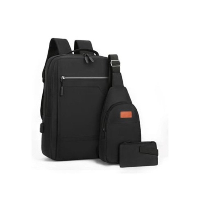 Set rucsac laptop, 3 piese, negru