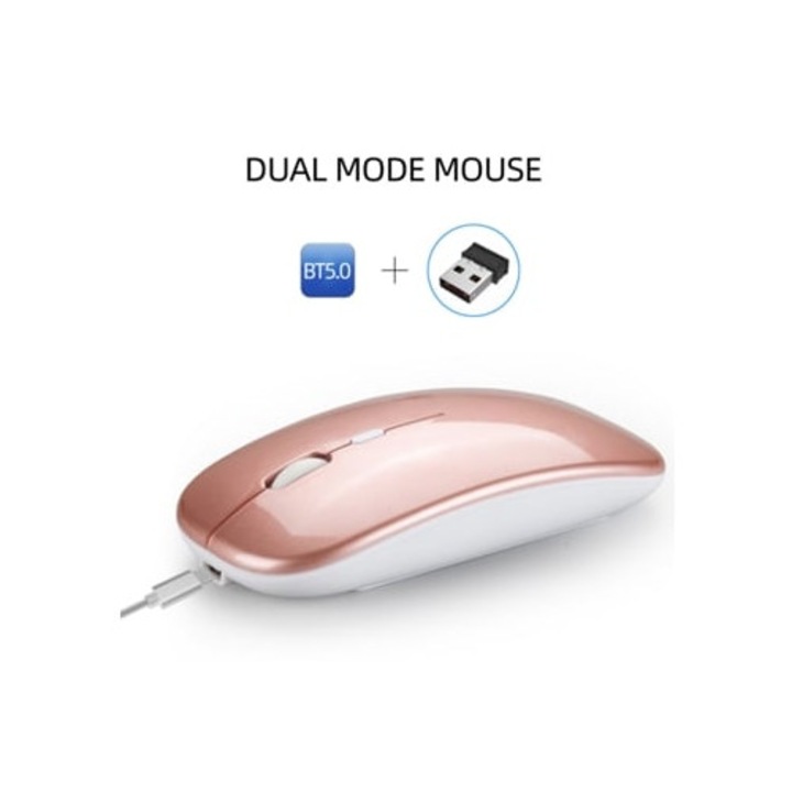 Mouse wireless Bluetooth 2.4g dual mode M90 roz aurie