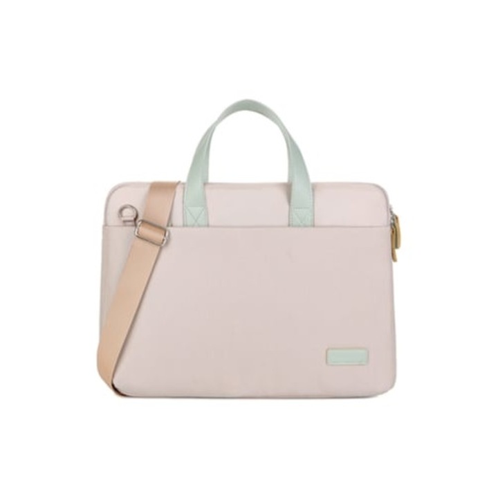 15,6 hüvelykes laptop táska, bézs zölddel, ütésálló, szett