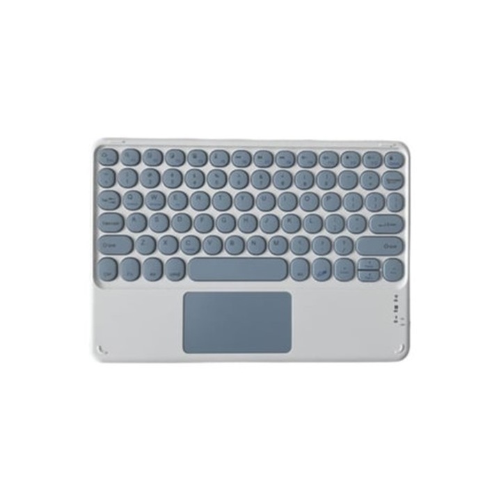 Tastatura Bluetooth fara fir cu trackpad, ultra-subtire, taste rotunde reincarcabile, albastra