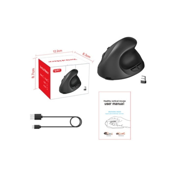 Mouse wireless silentios 2.4g X10, reincarcabil, negru