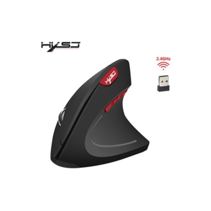 Mouse wireless vertical 2.4ghz 2400dpi, negru, T24b