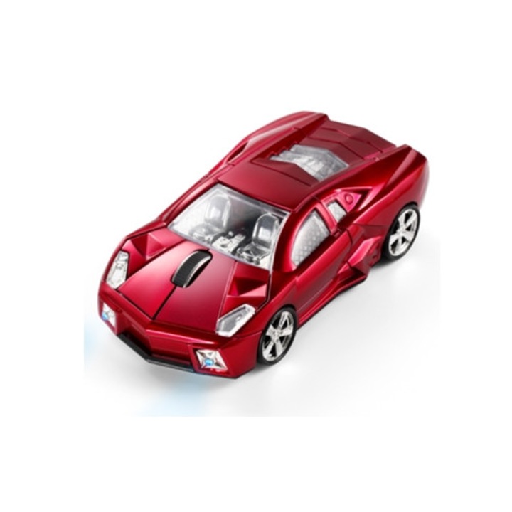 Mouse wireless model Lamborghini rosu