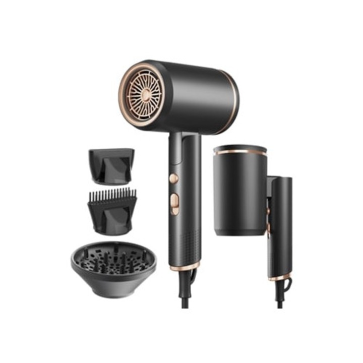Сгъваем сешоар Siurn 2400W, 3 дюзи, черен