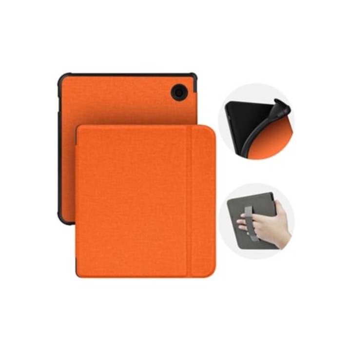 Husa textila pentru eBook Reader Kobo Libra H2o 2019, 7 inch, portocalie