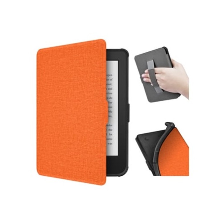 Husa de protectie pentru eBook Reader, Kobo Clara Color 2024, 7 inch, portocalie, cu suport pentru palma