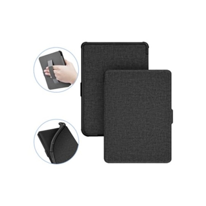 Husa de protectie pentru eBook Reader Kobo Clara HD 2018, 6 inch, cu suport pentru palma, neagra