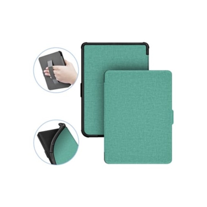 Husa de protectie pentru eBook Reader Kobo Clara HD 2018, 6 inch, cu suport pentru palma, verde