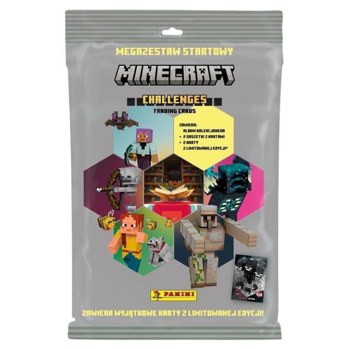 Set Megazestaw Start Cu Carti Si Album, Panini, Provocari Minecraft, Personaje, Carton, Diverse Jucarii Surpriza, 10 Ani, 10.5 x 10 cm, Multicolor, 0.5 kg