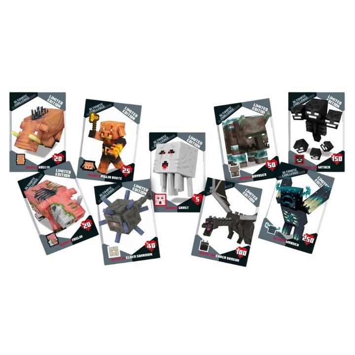 Комплект карти, Panini, Minecraft предизвикателства, герои, идеална идея за подарък, много забавление, картон, различни изненадващи играчки, 10 години, 10.5 x 10 см, многоцветен, 250 гр