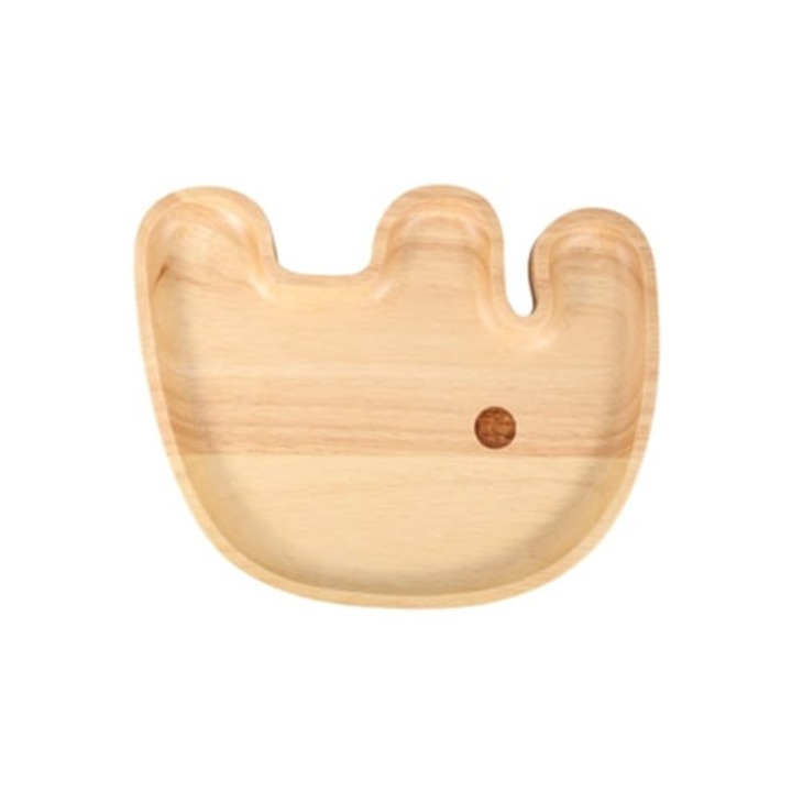 Elefánt alakú, fából készült, osztott, dekoratív gyermek tányér