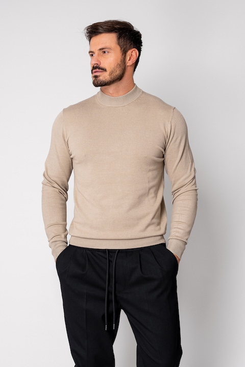 Férfi pulóver gallérral Bézs 19124, Bézs