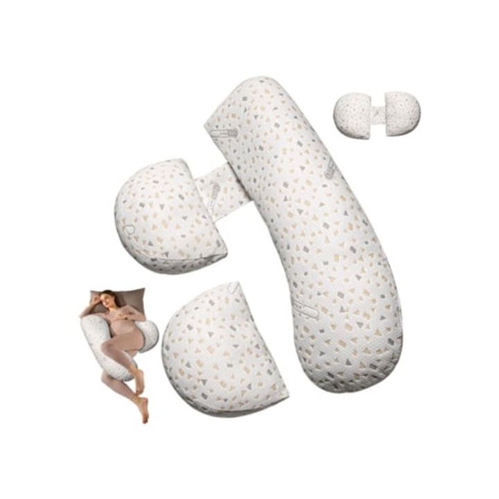 Perna de sarcina, suport pentru spate, burta, picioare, solduri, alb, set