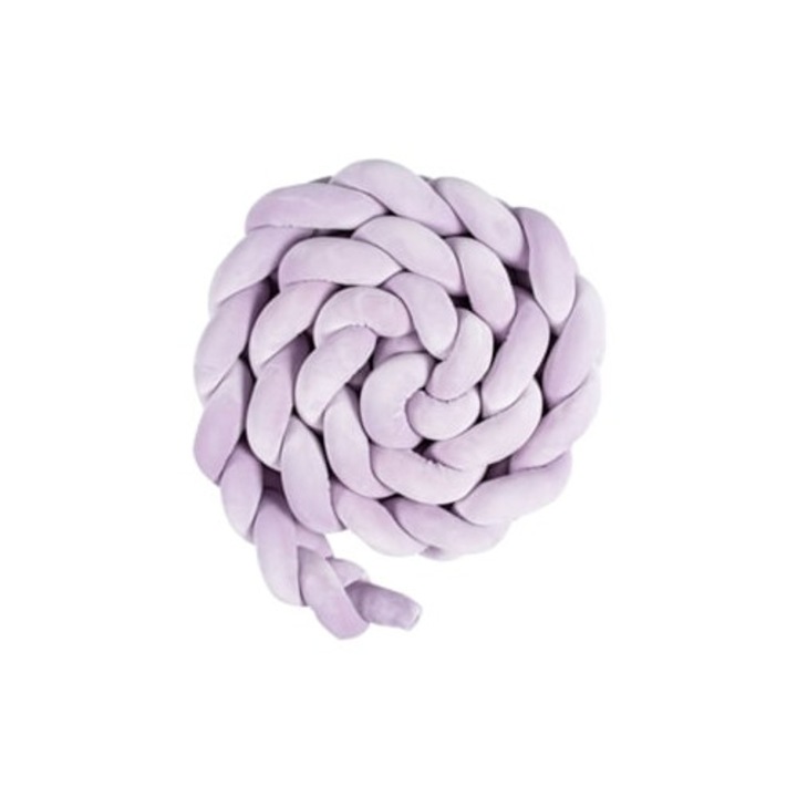 Protectie cap de pat pentru copii, trei fire impletite, mov deschis, 3m