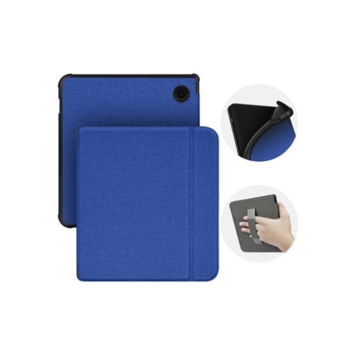 Husa textila pentru eBook Reader Kobo Libra H2o 2019, 7 inch, albastru inchis