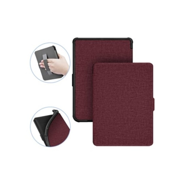 Husa de protectie pentru eBook Reader Kobo Clara HD 2018, 6 inch, rosie, cu suport pentru palma