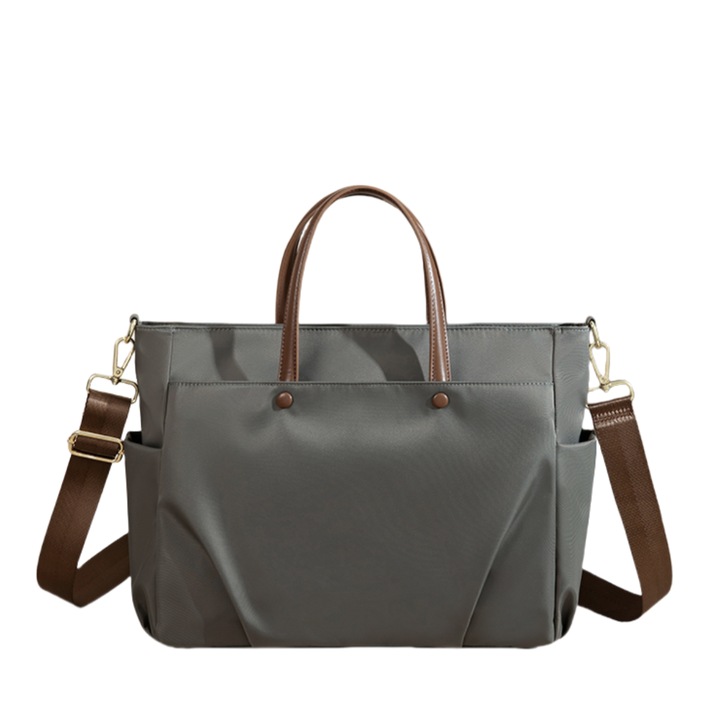 Geantă laptop, cu compartiment pentru laptop, rezistentă la apă, gri, 37x12x32cm