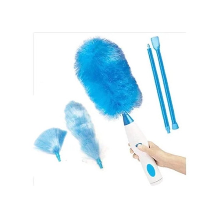 Mop rotativ motorizat pentru curatarea ventilatoarelor de tavan si a panzelor de paianjen, albastru