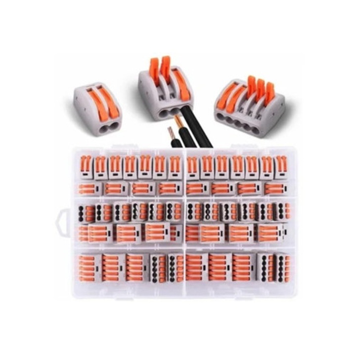 Conectori electrici, 60 blocuri terminale cu levier, set, pentru cabluri solide si multifilare