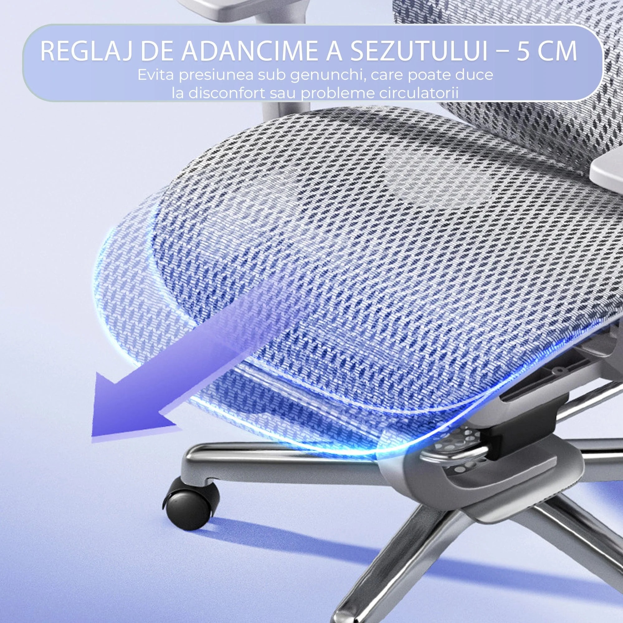 Scaun Birou Fara Roti Scaun birou ergonomic Timebox, Plasa mesh respirabil, Tetiera, 4D ...