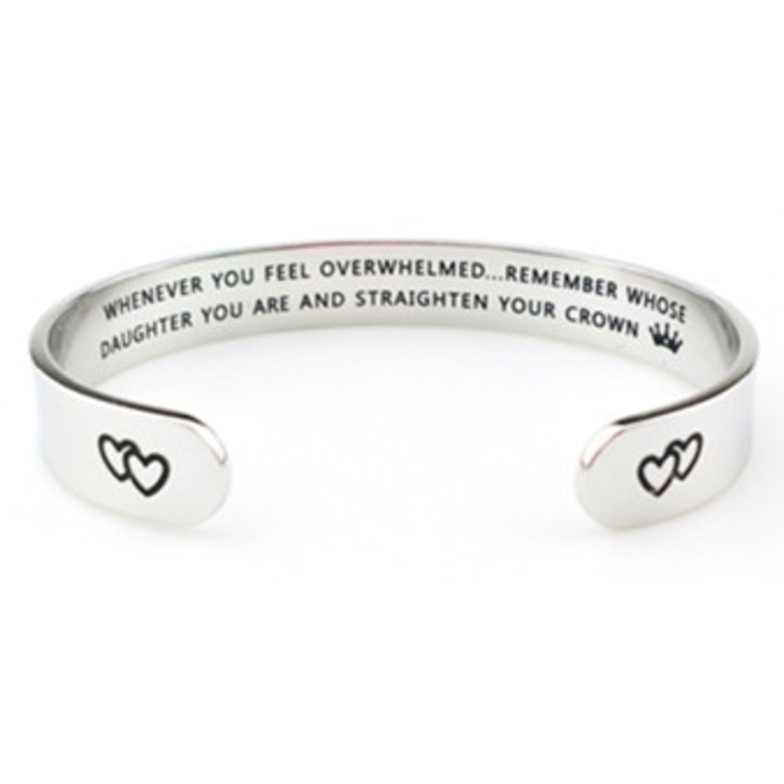 Bratara inspirationala din inox, bijuterie hipoalergenica, usoara, pentru femei