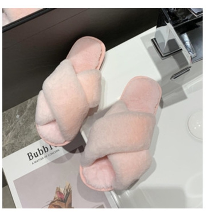 Slapi dama, mari, moi, talpa plata, roz, poliester, 38-39 EU