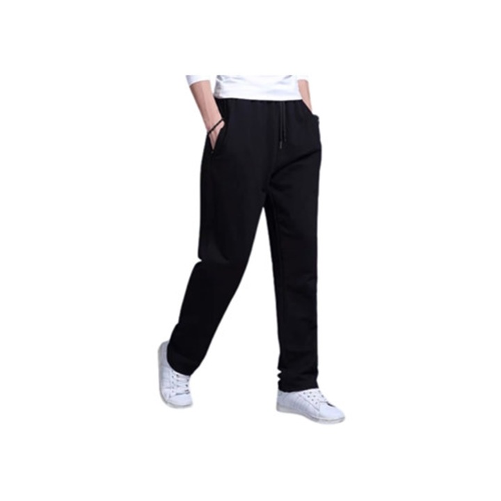 Férfi munkanadrág, poliészter, fekete, zsebekkel, 3XL