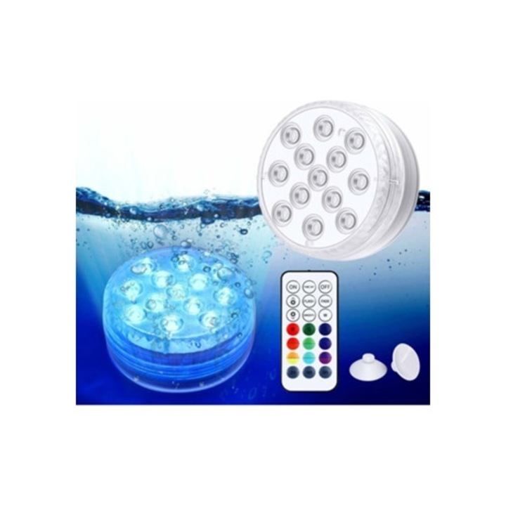 Iluminare decorativa submersibila LED, multicolor, pentru acvarii, bai, piscine, gradini, cu protectie dubla si spate din cauciuc