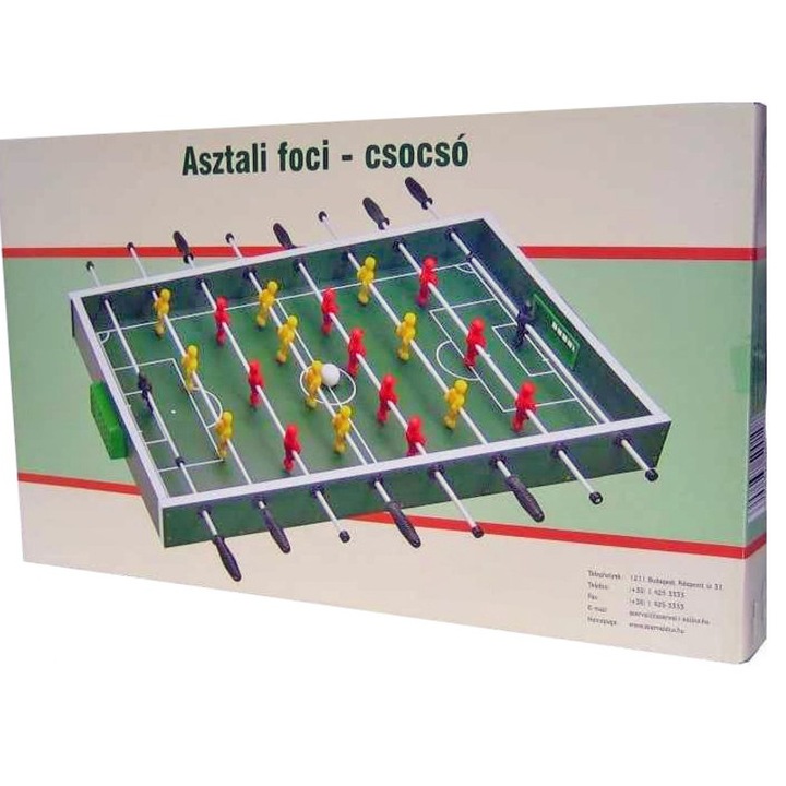 Minge de fotbal de masă, lemn, 80x40cm, jucători din plastic colorat