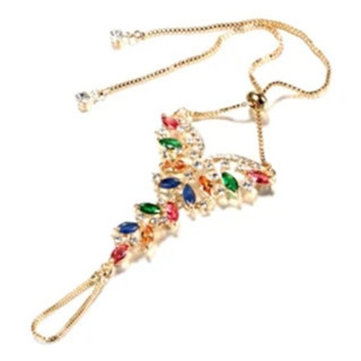 Bratara inel Bohemian clasica pentru femei, zirconiu cubic ajustabil, design sofisticat, multicolor