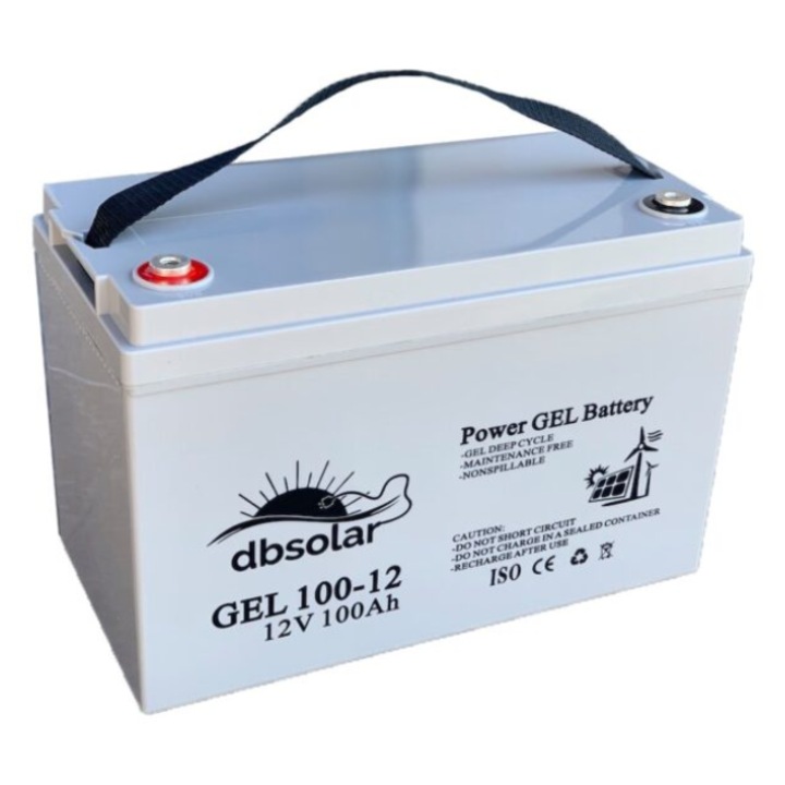 Acumulator solar GEL 100Ah 12V, dbsolar, ciclic, rezistent, 330x171x214mm
