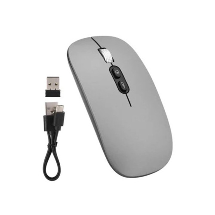 Mouse wireless reincarcabil 2.4GHz, ergonomic, silentios, pentru acasa si birou
