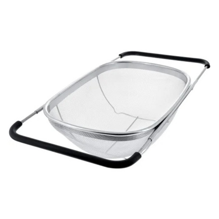 Strecuratoare extensibila din otel inoxidabil, 6 litri, plasa fina, cu manere antiderapante