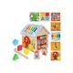 Casuta educativa Montessori din lemn, 8 in 1, cu activitati pentru dezvoltarea motricitatii, sortator, xilofon, ceas, labirint – 3 ani+