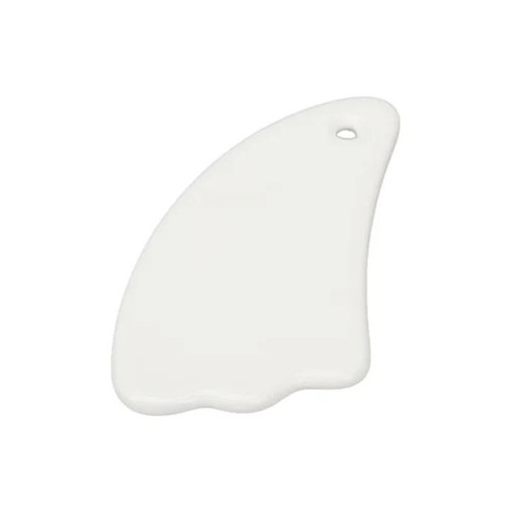 Gua Sha facial din ceramica alba pentru masaj si ingrijire a pielii