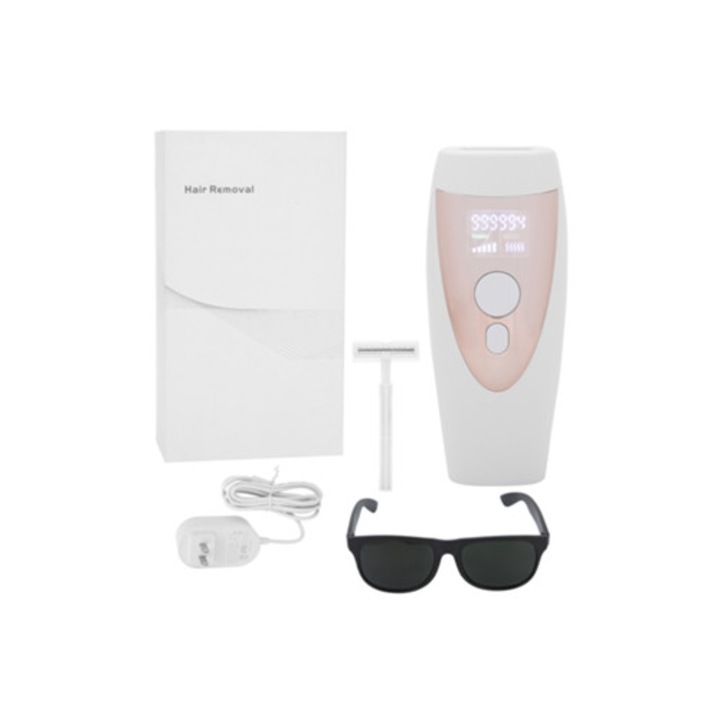 Epilator IPL pentru uz casnic, alb-aurie, pentru axile si picioare, 100-240V