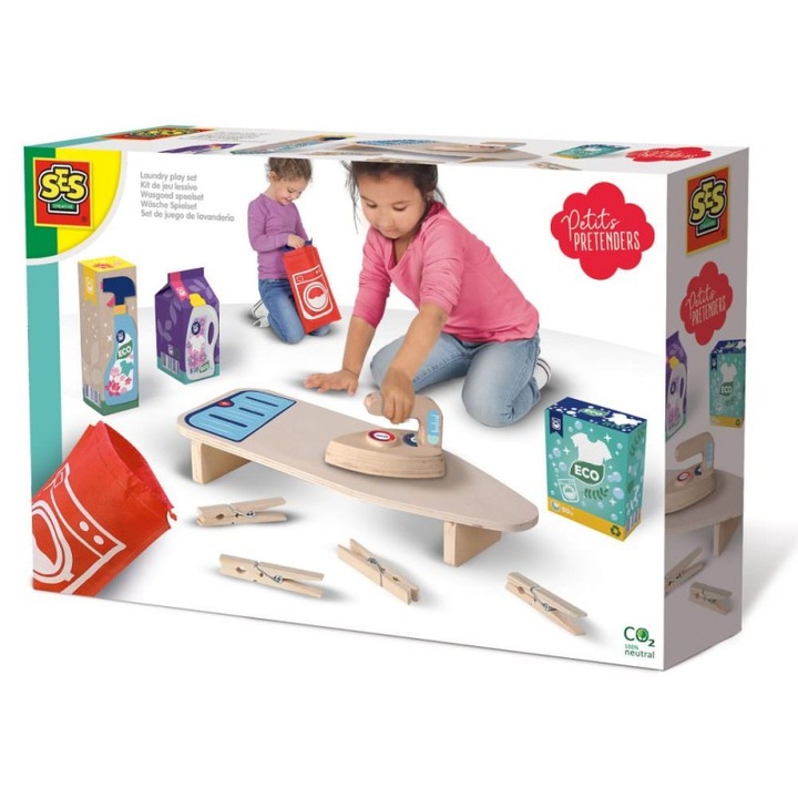 Set de joaca fier de calcat din lemn, cu masuta si accesorii